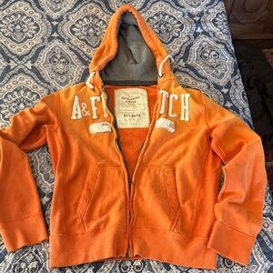 Abercrombie & Fitch Bright Orange Zip-Up Hoodie